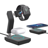 3 in 1 Wireless Charger Stand 15W Qi Fast Charging Dock Station-Wireless Chargers-Golonzo