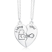 Romantic Couple Heart Clock Key Pendant Necklaces For Women Ture Love Two Detachable Necklace-Pendant Necklaces-Golonzo