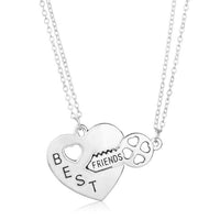 Romantic Couple Heart Clock Key Pendant Necklaces For Women Ture Love Two Detachable Necklace-Pendant Necklaces-Golonzo