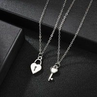 Romantic Couple Heart Clock Key Pendant Necklaces For Women Ture Love Two Detachable Necklace-Pendant Necklaces-Golonzo