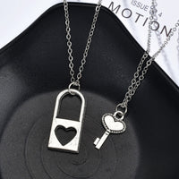 Romantic Couple Heart Clock Key Pendant Necklaces For Women Ture Love Two Detachable Necklace-Pendant Necklaces-Golonzo
