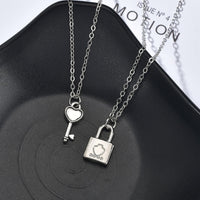 Romantic Couple Heart Clock Key Pendant Necklaces For Women Ture Love Two Detachable Necklace-Pendant Necklaces-Golonzo