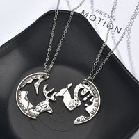 Romantic Couple Heart Clock Key Pendant Necklaces For Women Ture Love Two Detachable Necklace-Pendant Necklaces-Golonzo