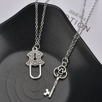 Romantic Couple Heart Clock Key Pendant Necklaces For Women Ture Love Two Detachable Necklace-Pendant Necklaces-Golonzo