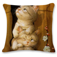 Cat Pattern Cotton Linen Throw Pillow Cushion Cover Seat-Pillow Case and Shams-Golonzo