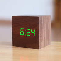 Digital Wooden LED Alarm Clock Wood Retro Glow Clock Desktop Table Decor Voice Control Snooze Function Desk Tool-Alarm Clocks-Golonzo