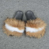 Fashion Cute Raccoon Fur Slipper-Women Shoes-Golonzo