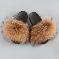 Fashion Cute Raccoon Fur Slipper-Women Shoes-Golonzo