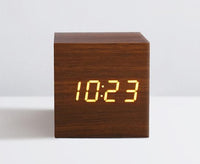 Digital Wooden LED Alarm Clock Wood Retro Glow Clock Desktop Table Decor Voice Control Snooze Function Desk Tool-Alarm Clocks-Golonzo