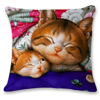 Cat Pattern Cotton Linen Throw Pillow Cushion Cover Seat-Pillow Case and Shams-Golonzo