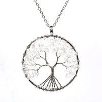 Natural/Rainbow Crystal Quartz TREE OF LIFE Chakra Neklaces-Necklaces-Golonzo