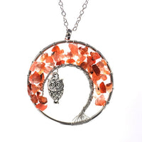 Natural/Rainbow Crystal Quartz TREE OF LIFE Chakra Neklaces-Necklaces-Golonzo