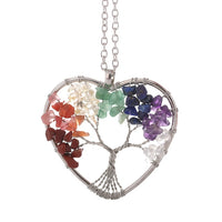 Natural/Rainbow Crystal Quartz TREE OF LIFE Chakra Neklaces-Necklaces-Golonzo