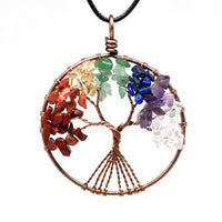 Natural/Rainbow Crystal Quartz TREE OF LIFE Chakra Neklaces-Necklaces-Golonzo