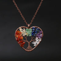 Natural/Rainbow Crystal Quartz TREE OF LIFE Chakra Neklaces-Necklaces-Golonzo