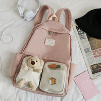 Women's Cute School Backpack with Doll Decoration-Backpacks-Golonzo