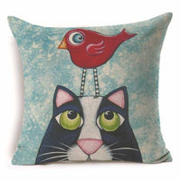 Cat Pattern Cotton Linen Throw Pillow Cushion Cover Seat-Pillow Case and Shams-Golonzo
