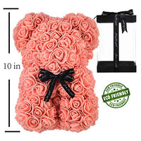 Hand Made Rose Teddy Bear 10 inch USA - Gift for Mothers Day, Valentines Day-Dolls-Golonzo