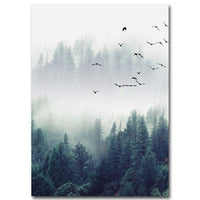 Nordic Decoration Forest Lanscape Wall Print Canvas-Paint-Golonzo
