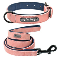Leather Dog Collar Leash Set - Personalized Customized Dogs Collars-Pet Collars & Harnesses-Golonzo