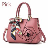 Luxury Scarves PU Leather Flowers Tote Handbags-Handbags-Golonzo