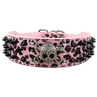 Skull Spiked Studded Leather Dog Collar-collar and harness-Golonzo