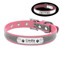Personalized Dog Collar Reflective Leather ID Name Custom Engraved-Dog Supplies-Golonzo