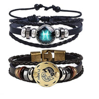 12 Zodiac Bracelets Luminous Charm Leather Bracelet-Bracelets-Golonzo