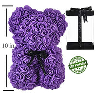 Hand Made Rose Teddy Bear 10 inch USA - Gift for Mothers Day, Valentines Day-Dolls-Golonzo