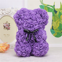 Hand Made Teddy Rose Bear With Box Artificial 25cm-Artificial flower-Golonzo