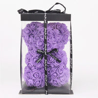 Hand Made Teddy Rose Bear With Box Artificial 25cm-Artificial flower-Golonzo