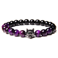 Fenrir Wolf Charm Bracelets - Natural Black Lava Stone Bracelets + Tiger Eye Bracelets-Bracelets-Golonzo