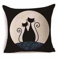 Cat Pattern Cotton Linen Throw Pillow Cushion Cover Seat-Pillow Case and Shams-Golonzo