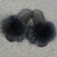 Fashion Cute Raccoon Fur Slipper-Women Shoes-Golonzo
