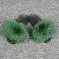 Fashion Cute Raccoon Fur Slipper-Women Shoes-Golonzo