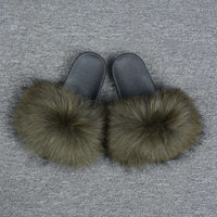 Fashion Cute Raccoon Fur Slipper-Women Shoes-Golonzo
