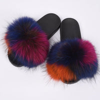 Fashion Cute Raccoon Fur Slipper-Women Shoes-Golonzo