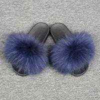 Fashion Cute Raccoon Fur Slipper-Women Shoes-Golonzo
