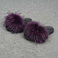 Fashion Cute Raccoon Fur Slipper-Women Shoes-Golonzo