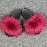 Fashion Cute Raccoon Fur Slipper-Women Shoes-Golonzo