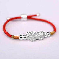 Lucky Red Rope 999 Sterling Silver Gold Color Pixiu Charm Bracelet-Bracelet-Golonzo