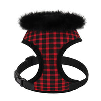 Soft Puppy Dog/Cat Harness - Breathable Plaid Pet Harnesses Vest Clothes with Fur Accessories-Pet Collars & Harnesses-Golonzo