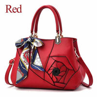 Luxury Scarves PU Leather Flowers Tote Handbags-Handbags-Golonzo