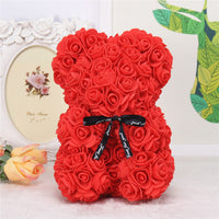 Hand Made Teddy Rose Bear With Box Artificial 25cm-Artificial flower-Golonzo