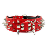 Wide Luxurious Leather Dog Collar Sharp Spike for Medium and Large Breeds-Pet Collars & Harnesses-Golonzo