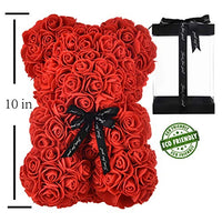 Hand Made Rose Teddy Bear 10 inch USA - Gift for Mothers Day, Valentines Day-Dolls-Golonzo