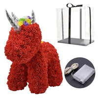 Rabbit Dog Panda Unicorn Teddy Bear Rose Soap Foam Flower Artificial-gift box-Golonzo