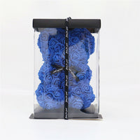 Hand Made Teddy Rose Bear With Box Artificial 25cm-Artificial flower-Golonzo