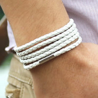 Retro Wrap Long Leather Bracelet - Chain link male charm bracelet with 5 laps-Bracelet-Golonzo