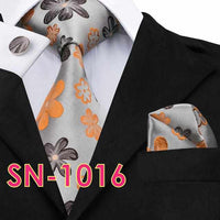 Novelty Tie Hanky Cufflinks Sets Men's 100% Silk Ties for men Formal Wedding Party-Neckties-Golonzo